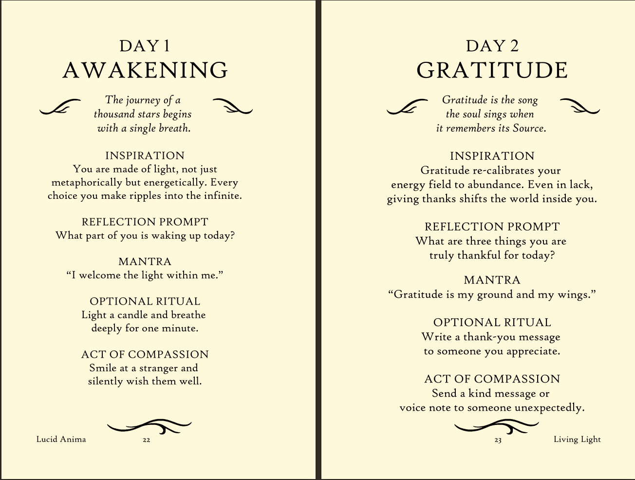 Living Light Book Pages 1 and 2